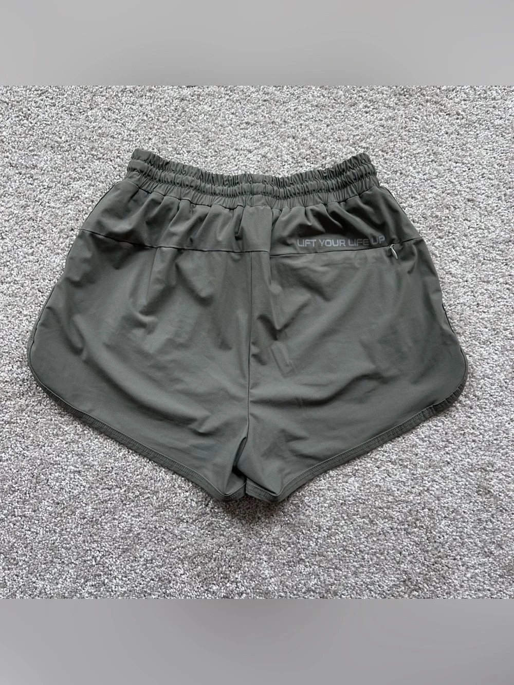 Fifty Percent 5/0 Women's M Athletic Running Shorts Olive Green 2.5 Inseam Liner - Picture 8 of 9